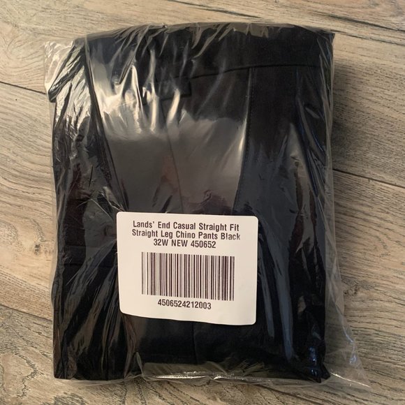 NWT LANDS' END CASUAL STRAIGHT FIT STRAIGHT LEG CHINO PANTS BLACK 32W - Picture 3 of 5